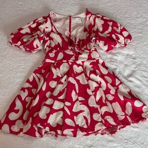 House of Harlow 1960 Pink/White Puff Sleeve Dress Size 8